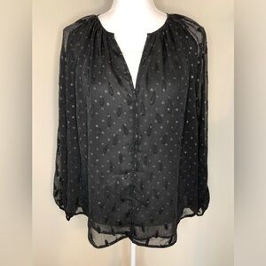 NWT See U Soon Women Paisley Top Blouse Shirt Boho Black Size Small